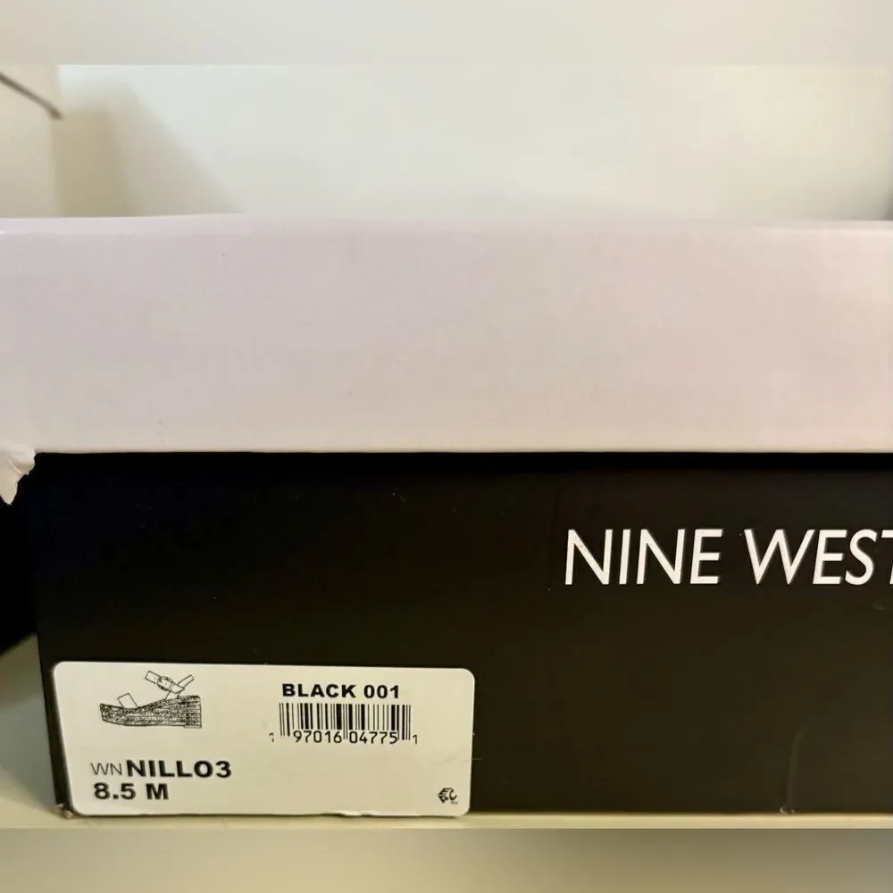 NIB Nine West Black NOAN3 Womens Tweed Open Toe Espadrilles 8.5